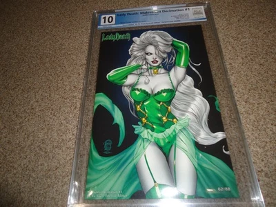 LADY DEATH : MALEVOLENT DECIMATION #1 GRADED 10 SIGNED COA LIMITED 62 OF 88 - Image 1 of 3