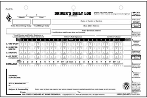 Driver Daily Log 5-Pk. with 7- and 8-Day Recap - Shrinkwrapped Loose-Leaf Format - Picture 1 of 5