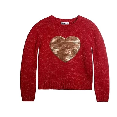 Epic Threads Rojo Oro Brillo Corazón Pullover Cálido Cuello Redondo Suéter. Talla Med. Foto 1 de 4