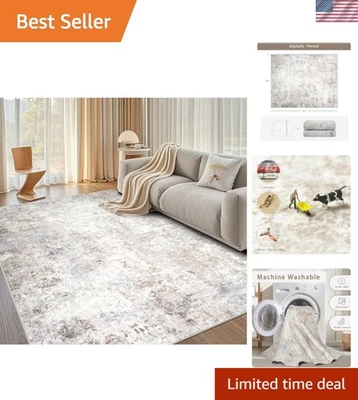 Lujosa alfombra lavable 8x10 - Lana sintética ultra suave para hogares elegantes Foto 1 de 4