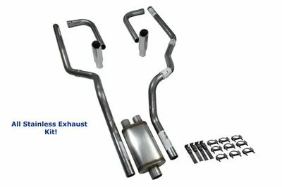 All-Stainless Dual Exhaust Kit Chevy GMC 1500 88-95 Jones Full Boar Side Rolled Foto 1 de 3