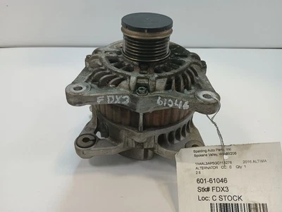 Alternator from 2016 Nissan Altima 2.5L 12423384 - Image 1 of 4