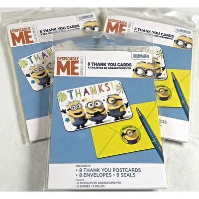 Despicable Me Minions Birthday Party Thank You notes (3) Packs of 8 (24 Total) - Image 1 of 4