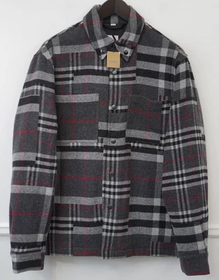 Burberry Offton Check Dark Charcoal Snap-Up Overshirt Size M UK/US40 - Image 1 of 4