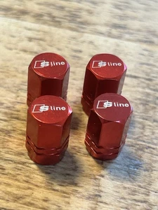 Audi S Line Valve Caps Set Of 4 Red Alloy Dust Caps - Picture 1 of 2