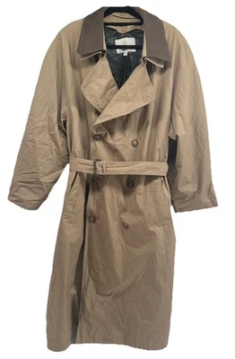 Vtg London Fog Mens Double Breasted Belted Trench Coat 44R Long Tan Old Money - Image 1 of 4