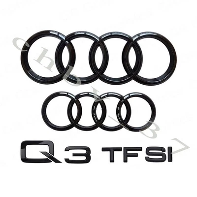 Nuevo juego combinado de 4 anillos delanteros y traseros emblema negro brillante Audi Q3 TFSI 2013-2022 Foto 1 de 4