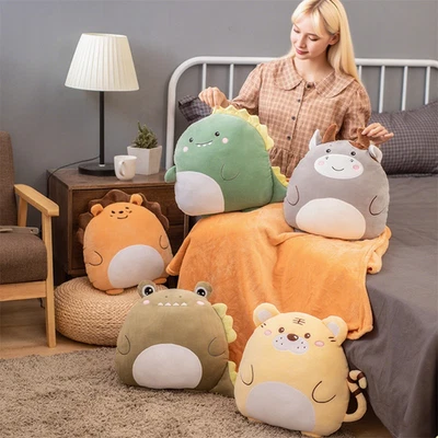 2-in-1 Kuscheldecke & Kissen, Tier-Design Sofadecke Deckenkissen, Wohndecke - Bild 1 von 4