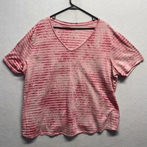 Time And Tru Womens Tie-Dye Pink & White V-Neck Short Sleeve T-Shirt Size 3X - Picture 1 of 8