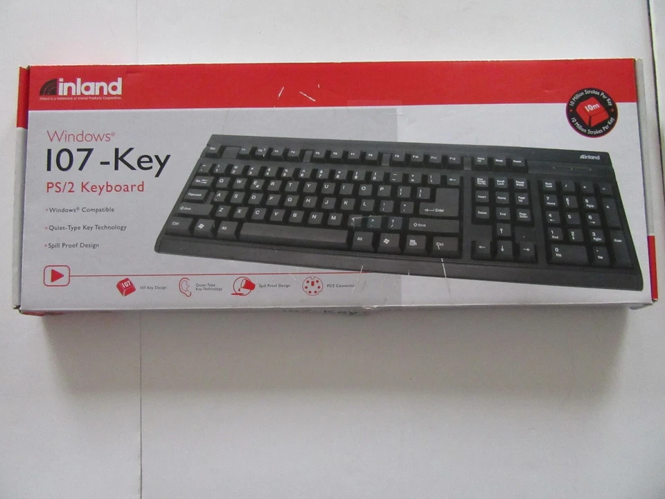 NIP Inland Windows 107 Key PS/2 Keyboard Quiet Type Spill Proof MC855718 - Image 1 of 4