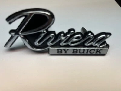 Genuine GM Buick RIVIERA By Buick Grill Nameplate Emblem Chrome 1986-93 25519707 - Image 1 of 4
