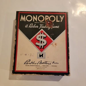Vintage Monopoly A Parker Brothers Trading Game 1936 Diamond NO BOARD NO TOKENS - Picture 1 of 5