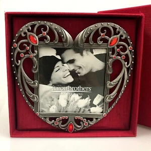 Picture Frame 3.5x3.5 Photo Ruby Red Heart Metal Gift Box NIB Aaron Brothers - Picture 1 of 8