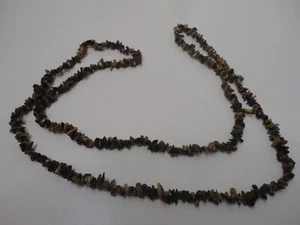 Vintage Tiger Eye Chip Necklace 34" One Strand - Picture 1 of 2
