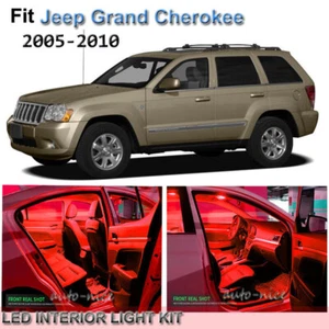 For 2005-2010 Jeep Grand Cherokee Premium Red LED Interior Lights Kit 10 Pieces - Picture 1 of 7