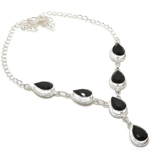 VALENTINO Bracciale gioiello in argento sterling 925 fatto a mano con pietre preziose spinello nero misura 7 8