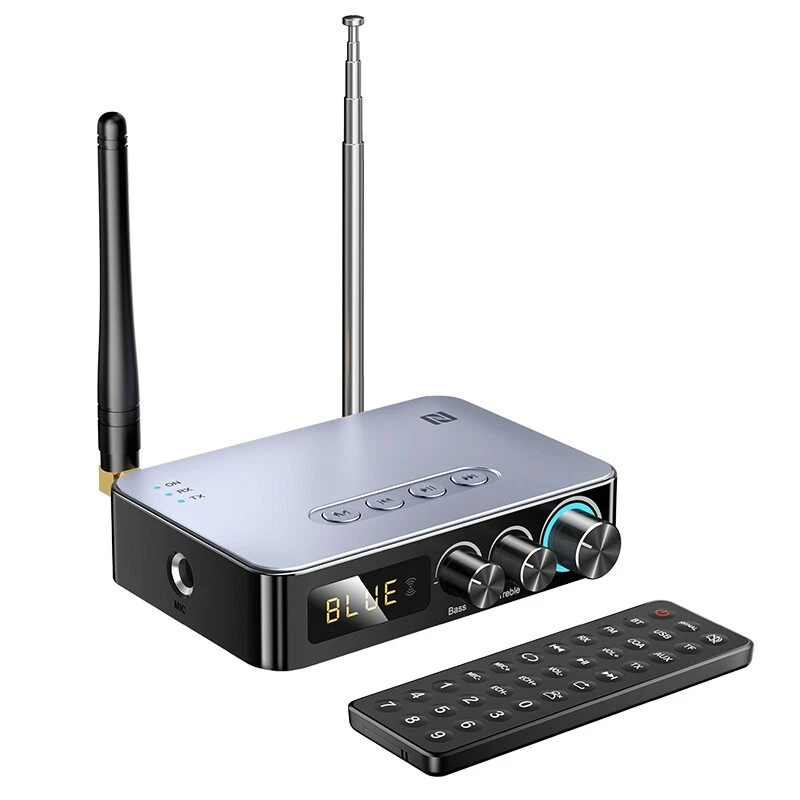 BT5.1 Audio Adapter, Hi-Res FLAC/APE, USB/TF/RCA, FM,Karaoke Mic, NFC,Portable - Image 1 of 4