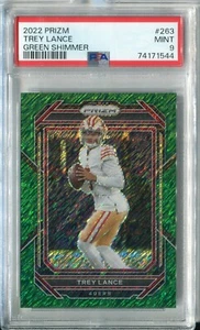 2022 Panini Prizm Trey Lance GREEN SHIMMER PRIZM #263 4/5 PSA 9 MINT 49ERS SP - Picture 1 of 1