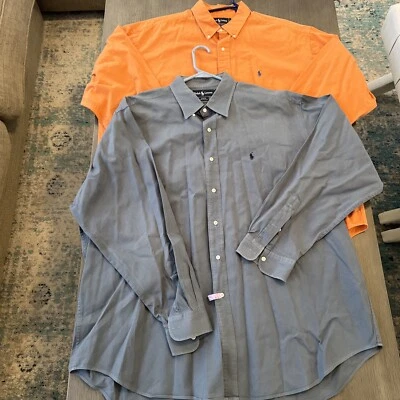 2 Camisas Polo Ralph Lauren Hombres XXL 2XL Naranja y Verde Blaire Par Abotonado Foto 1 de 4
