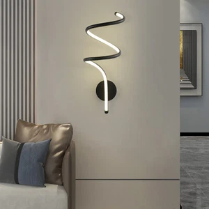 Creative Curve Wall Light Indoor LED Spiral Lamp Nordic Wall Sconce Fixture New - Picture 1 of 24