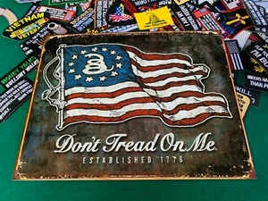 DONT TREAD ON ME EST. 1776 METAL TIN SIGN W/ FREE PATCH dtom gun vintage garage - Picture 1 of 2