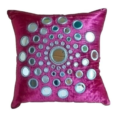 Sofa Cushion Case Pink 16"x16", Square Velvet Mirror - Circle Of Images - Image 1 of 4