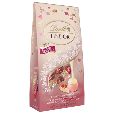 Lindt Lindor 8,5 oz PASTEL DE QUESO FRAMBUESA Trufas de chocolate blanco * BB 10/2025 * Foto 1 de 4