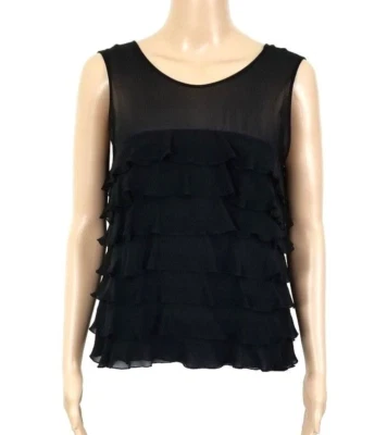 Blusa Top MARC JACOBS 100 % Seda Negra Sin Mangas Espalda Abierta con Corbata en Niveles Talla M Foto 1 de 4