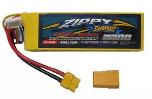 ZIPPY COMPACT 2200mAh 4S 14.8V 25C LIPO BATTERY PACK DEANS T CONNECTOR RC - Picture 1 of 2