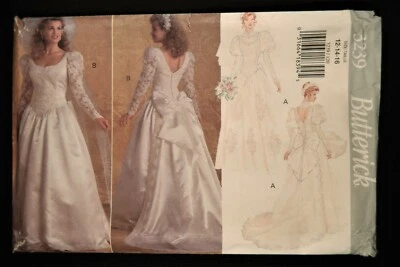 Butterick 3239 Bridal Gown & Detachable Train 1994 Sewing Pattern 12-14-16 Uncut - Image 1 of 4