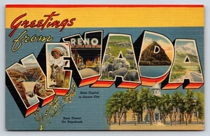 Postkarte großer Brief Grüße aus Nevada Reno silberner Staat - Bild 1 von 2