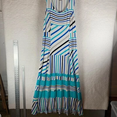 Maxi Vestido Para Mujer Catherine Malandrino Sin Mangas Multi Rayas Talla L 9625 Foto 1 de 4