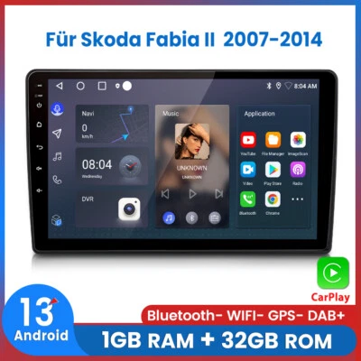 Für Skoda Fabia II 2007-2014 Android 13 Autoradio GPS NAVI Carplay SWC WIFI DAB+ - Bild 1 von 4