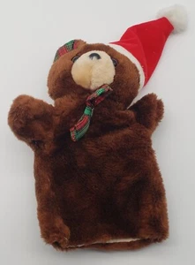 Vintage Christmas Teddy Bear Plush Hand Puppet - Picture 1 of 4