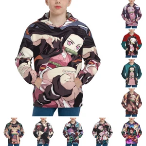 Demon Slayer Nezuko Anime Girls Hoodies 3D Casual Pullover Sweatshirts 7-20 Year - Picture 1 of 34