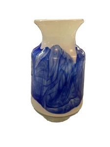 Hand Blown Cobalt & White Vase - Picture 1 of 2