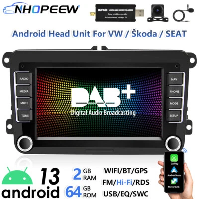 NHOPEEW DAB+ Android13 Radio Carplay GPS For VW Golf MK5 6 Polo 6r Passat b6 7 Head Unit