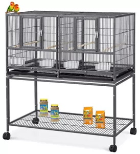 42" Deluxe Divided Stackable Center Breeder Nest Door Parakeet Bird Rolling Cage - Picture 1 of 8