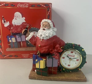 Coca Cola Santa Collectible Figurine Clock Vintage Christmas Works - Picture 1 of 9