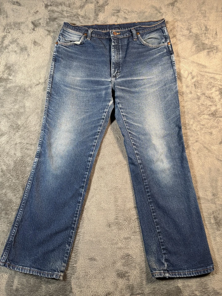 Jeans Wrangler Para Hombres 36x30 Azul Vaquero Bootcut Pierna Denim Western Boho Excelente Desteñido Foto 1 de 4