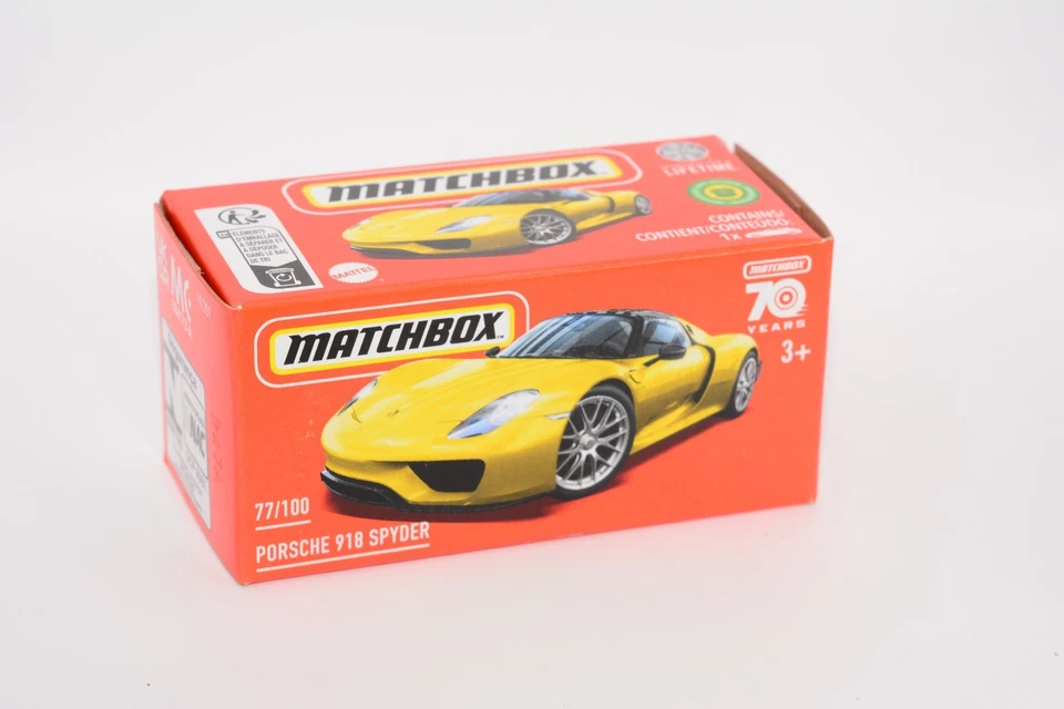 Nuevo en caja 2023 Matchbox Power Grabs Porsche 918 Spyder en amarillo Foto 1 de 1