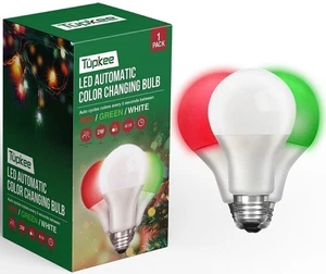Tupkee A19 LED Automatic Color Changing Bulb Between Red-Green-White - Picture 1 of 7