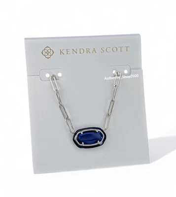 Nuevo 100% KENDRA SCOTT 446 Plata Azul Marino MoP Elisa Colgante Clip Cadena Collar Foto 1 de 4