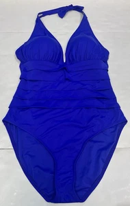 Bleu Rod Beattie Purple Halter Ruffle One Piece Bathing Suit Women Size 14 - Picture 1 of 15