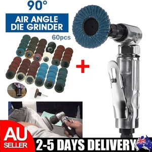 90° 1/4" Air Angle Die Grinder Pneumatic Grinding Polisher W/ 60X 2 Inch Discs - Picture 1 of 12