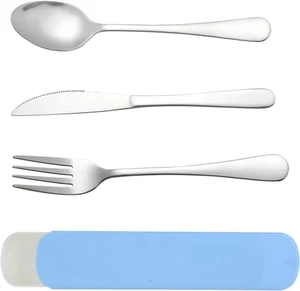 Posate Acciaio Inox - Posate Da Viaggio - Kit Posate Da Viaggio - Set Da 3 Pezzi - Foto 1 di 12