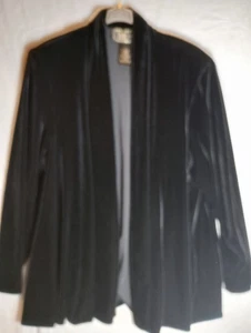 R&K Evening Black Velvet Open Front Evening Jacket Cardigan Women’s 12 - Picture 1 of 4