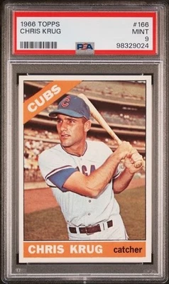 1966 Topps Baseball Chris Krug #166 PSA 9 (como nuevo) Foto 1 de 2