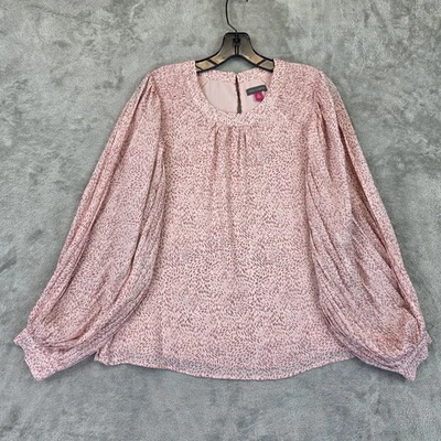 Vince Camuto Blouse Womens Medium Daisy Daze Long Sleeve Boho Top NWT - Imagem 1 de 4