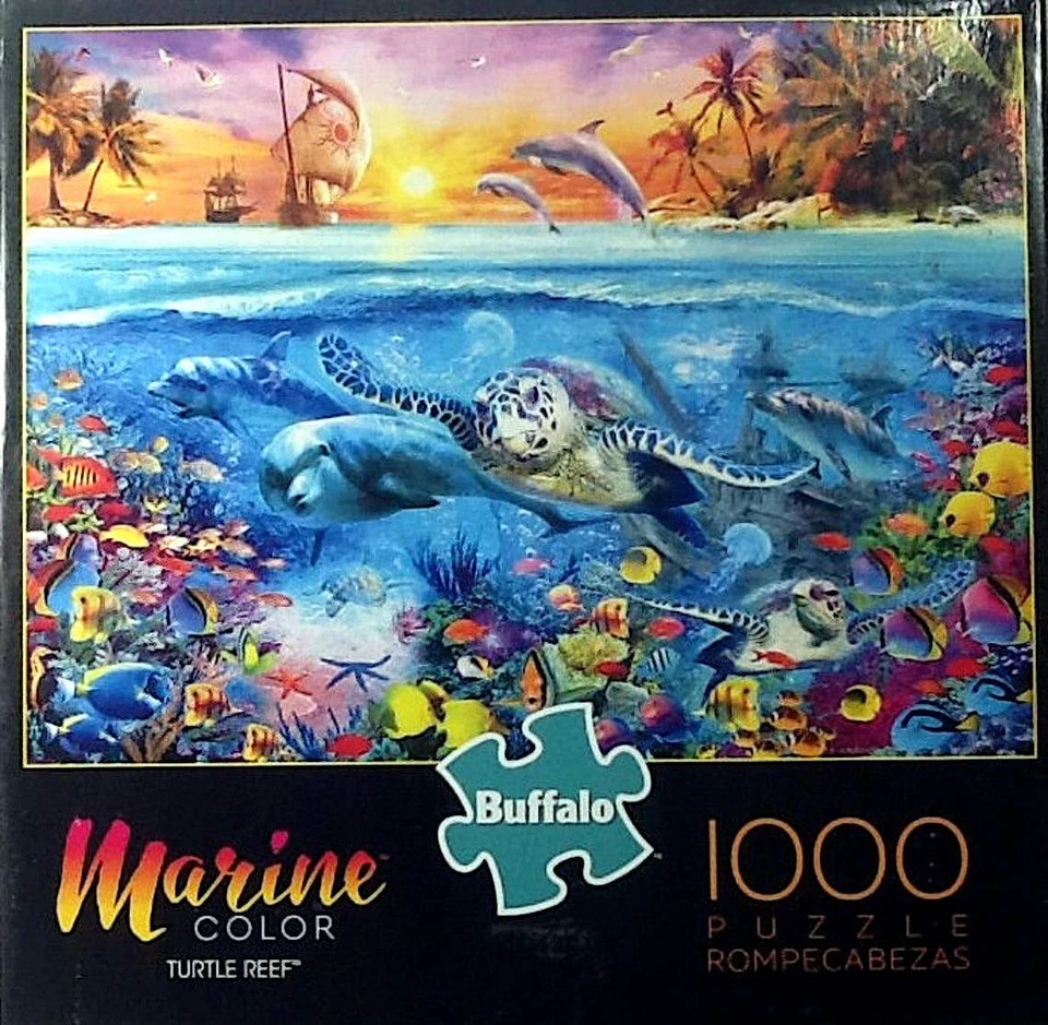 Rompecabezas Búfalo Tortuga Arrecife Color Marino Jan Patrik Krasny 1000 piezas 26" X 19" Foto 1 de 1